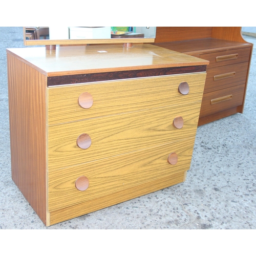 16 - A retro sideboard and a 3 drawer dressing chest with mirror, one by Albro Furniture, the sideboard a... 