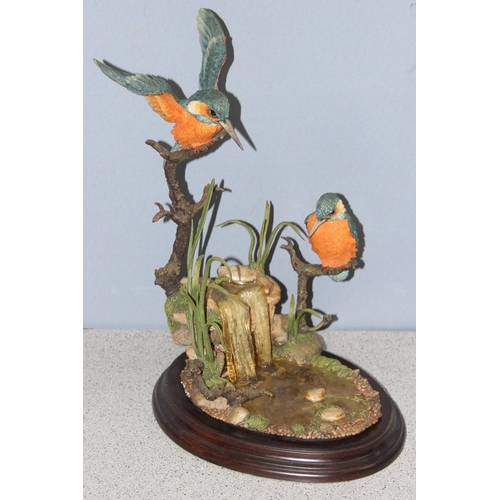 1630 - Country Artists sculpture of Kingfishers 'Waters Edge', approx 32cm