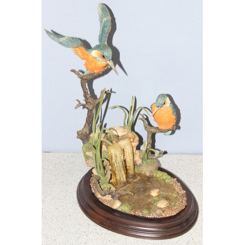 1630 - Country Artists sculpture of Kingfishers 'Waters Edge', approx 32cm