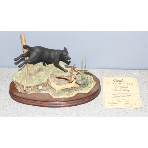 1633 - Border Fine Arts limited edition (572/1500) sculpture of a black Labrador 'Disturbing the Peace', wi... 