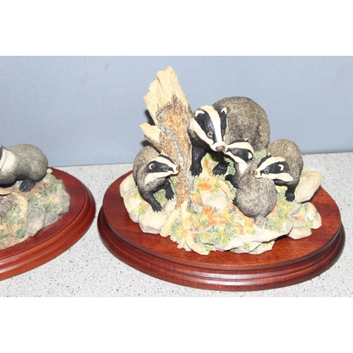 1635 - 3 x Border Fine Arts sculptures of badgers 'Evening Shadows' with certificate of authenticity and or... 