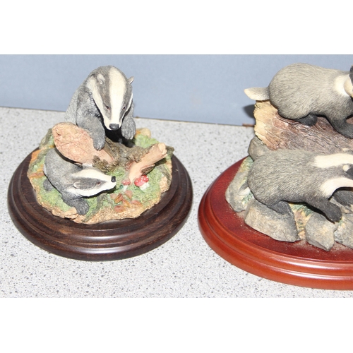 1635 - 3 x Border Fine Arts sculptures of badgers 'Evening Shadows' with certificate of authenticity and or... 