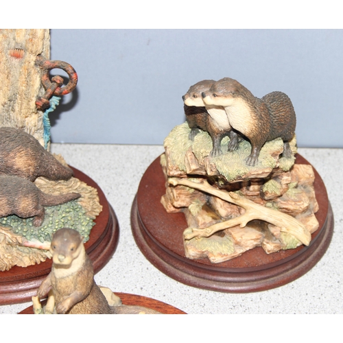 1636 - 5 x  Border Fine Arts sculptures of otters, to incl 'Together Again' (with CoA), 'Family Life', tall... 