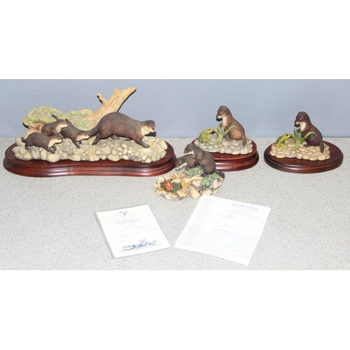 1637 - 4 x Border Fine Arts sculptures of otters, to incl 'Keeping Up' (with CoA and original receipt), and... 