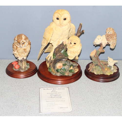 1639 - 2 x Border Fine Arts sculptures of owls to incl limited edition (35/1250) 'Barn Owl and Chick', 'A W... 