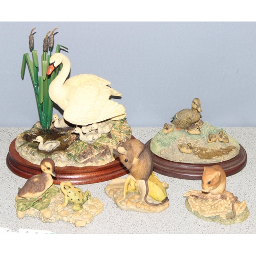 1640 - 5 x Border Fine Arts sculptures of swans, ducklings etc, to incl 'First One In' with original receip... 