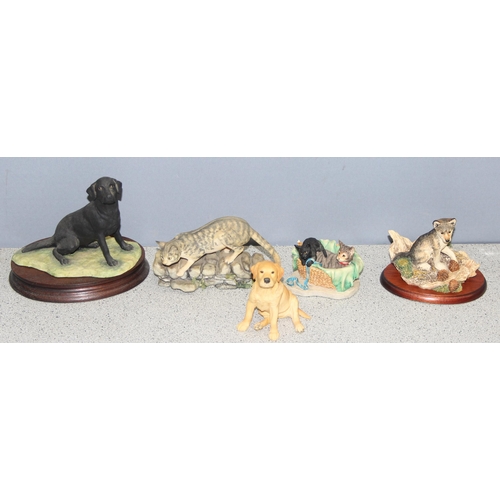 1641 - 5 x Border Fine Arts sculptures of cats, dogs, and wolf-cub, to incl 'Emily and Her Kitten' and 'Fir... 