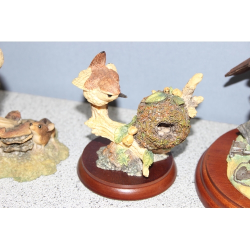 1642 - 5 x Border Fine Arts sculptures of birds, to incl 'Thrush With Nest', Robin & Charm Bracelet', talle... 