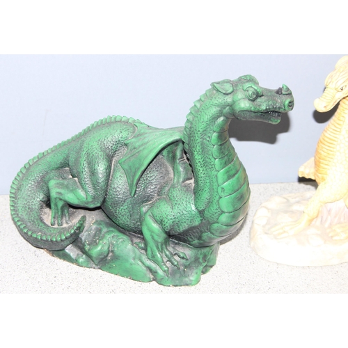 1644 - 2 x sculpture models of dragons, one 'Another World' by Devatrend, tallest approx 22cm