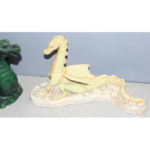 1644 - 2 x sculpture models of dragons, one 'Another World' by Devatrend, tallest approx 22cm