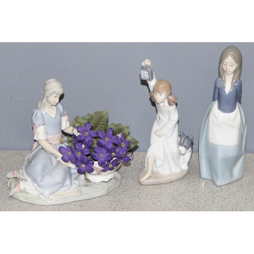 1645 - 3 Lladro/Nao ornaments of young girls, tallest approx 25cm