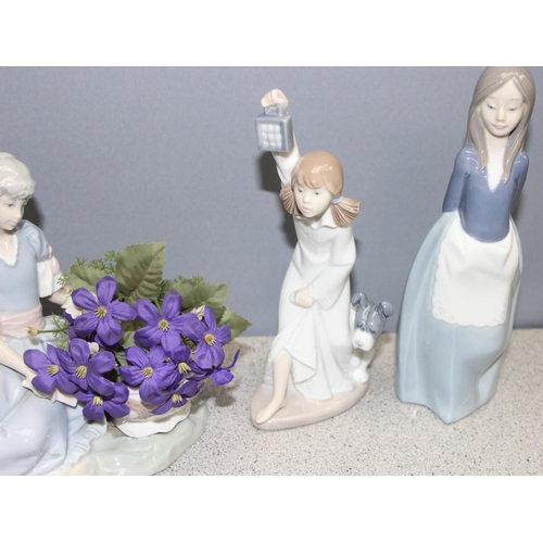 1645 - 3 Lladro/Nao ornaments of young girls, tallest approx 25cm