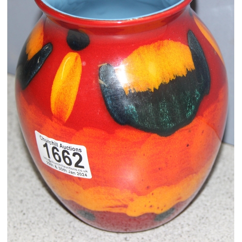 1662 - Poole Pottery, a decorative red ground vase of ovoid form, approx 17cm tall