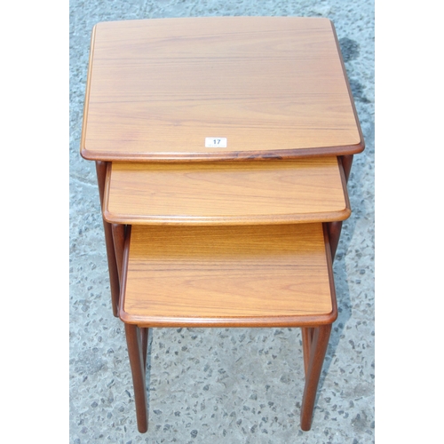 17 - Retro nest of tables, the largest approx 52cm wide x 45cm deep x 50cm tall