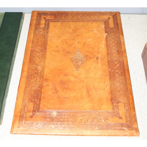 1733 - 3 vintage leather desk items - 2 blotters and a letter/document tray