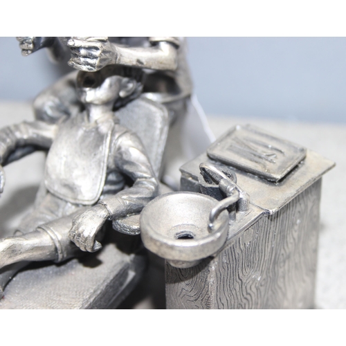 1739 - Solid pewter detailed ‘Dentist’ sculpture signed by John Ball to base, approx 15cm x 10cm