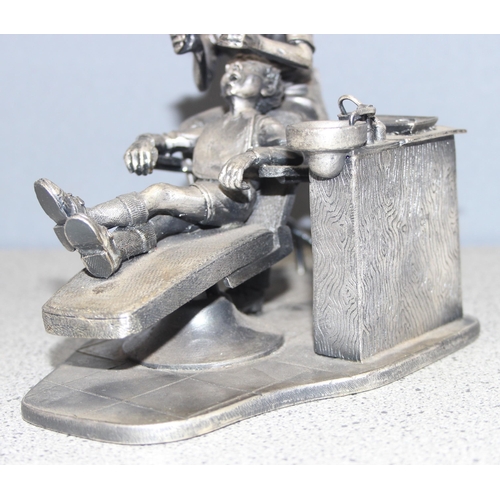 1739 - Solid pewter detailed ‘Dentist’ sculpture signed by John Ball to base, approx 15cm x 10cm