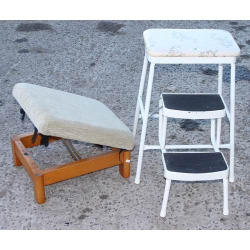 19 - Vintage step stool and a vintage gout stool (2)