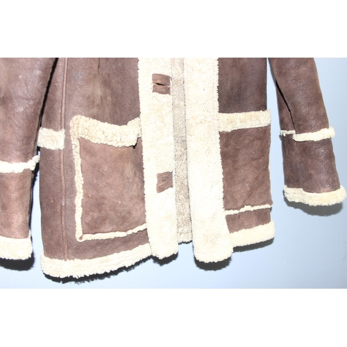 207 - Vintage sheepskin suede style coat, no size/label, possibly M-L