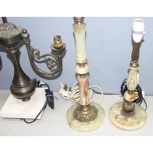 234 - 4 assorted table lamps, 2 onyx and 2 of classical form with marble bases