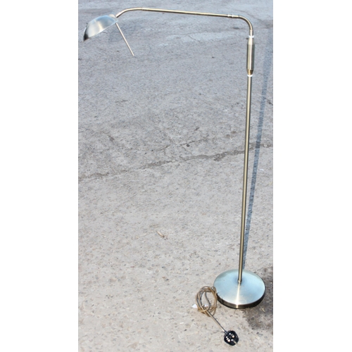 243 - Brushed gold finished floor standing reading lamp