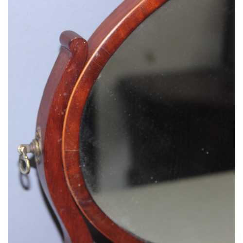 274 - Antique mahogany dressing table-top mirror with 3 drawers and tilting oval shaped mirror, approx 42c... 