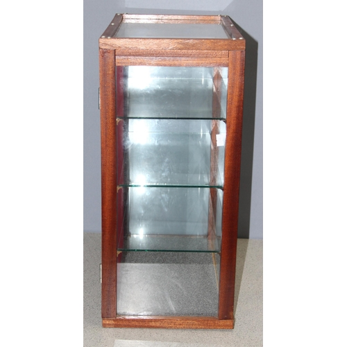 283 - Vintage glazed table top display cabinet with glass shelves, ideal for antique fairs etc, approx 41 ... 