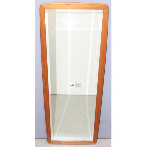 408 - Retro wooden framed wall mirror, approx 95cm x 35cm