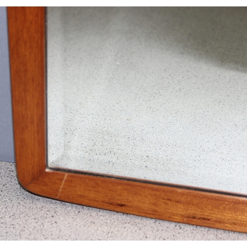 408 - Retro wooden framed wall mirror, approx 95cm x 35cm