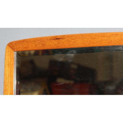 408 - Retro wooden framed wall mirror, approx 95cm x 35cm