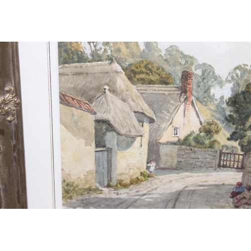 415 - Antique watercolour in ornate gilt frame of 'Combe Lane' Teignmouth dated 1911, initialled FCN, appr... 