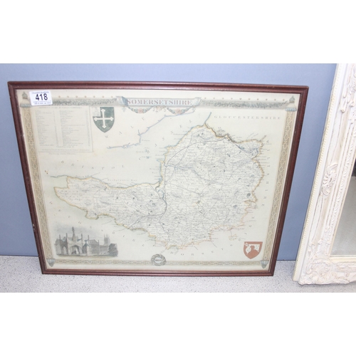 418 - White painted framed mirror and a mixed lot of pictures to incl small oil painting in gilt frame, 2 ... 