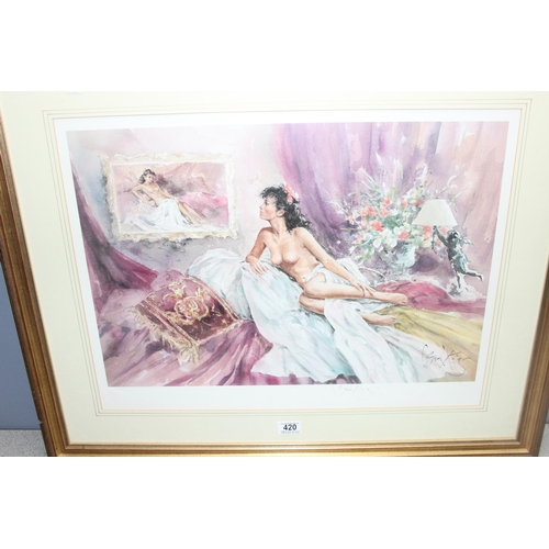 420 - Gordon King (1939-2023) limited edition print in frame of a semi-nude lady 198/850, signed by the ar... 