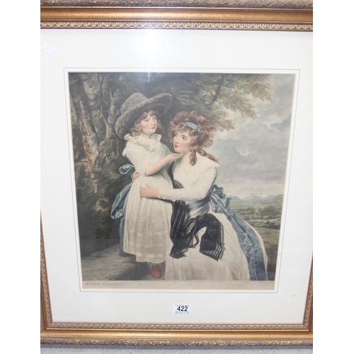 422 - After Joshua Reynolds (1723–1792), framed print of Rococo painting 'Miss Cocks and Her Niece' (1789)... 