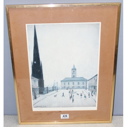 426 - Limited edition print of L.S. Lowry's The Old Town Hall and St Hilda's Church painting, 317/850, app... 