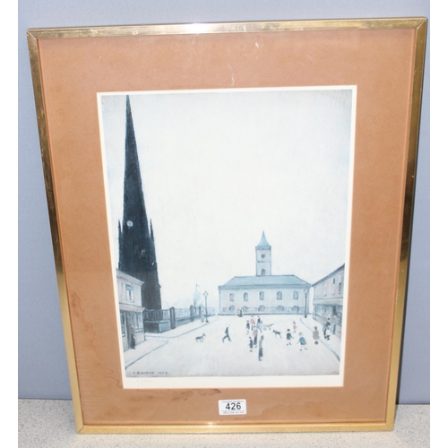 426 - Limited edition print of L.S. Lowry's The Old Town Hall and St Hilda's Church painting, 317/850, app... 