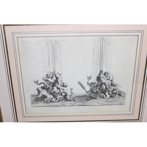 430 - 2 framed antique engravings of cherubs in classical scenes, likely 18th century, approx 56 x 48cm