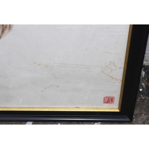 436 - A large and impressive high quality Chinese watercolour on paper painting of recumbent tigers, Chine... 