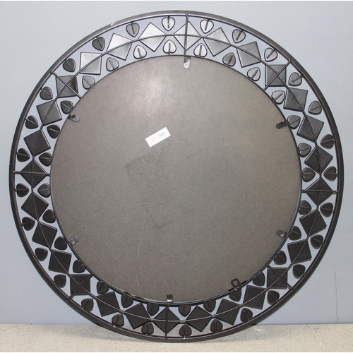 439 - Decorative round wall mirror with jewelled edge, approx 70cm in diameter