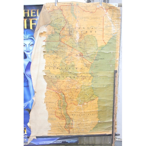 441 - 2 large Sinbad film posters and a distressed map of Kenya