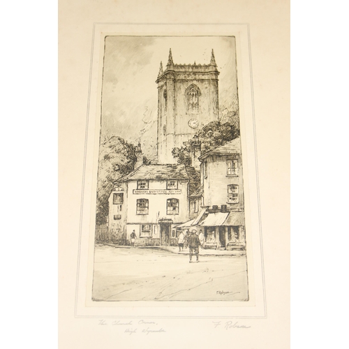 444 - 4 early 20c signed and titled mounted engravings by Featherstone Robson (1880 - 1936) depicting buil... 