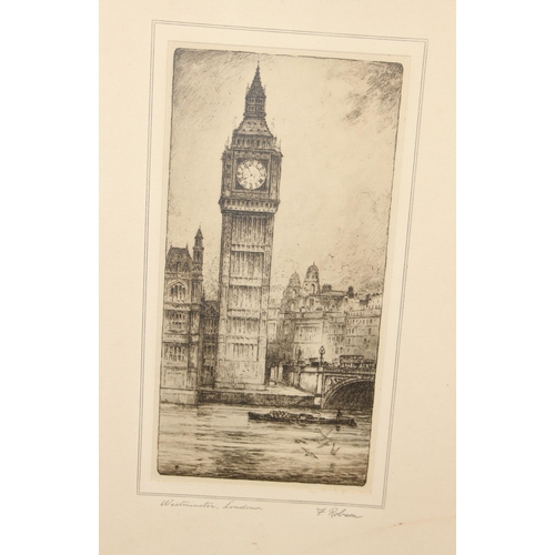 444 - 4 early 20c signed and titled mounted engravings by Featherstone Robson (1880 - 1936) depicting buil... 