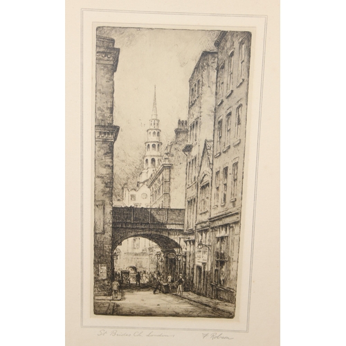 444 - 4 early 20c signed and titled mounted engravings by Featherstone Robson (1880 - 1936) depicting buil... 