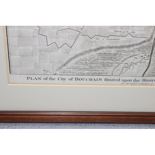 450 - 18th century map - Plan of the City of Bouchain situated upon the Rivers Sensette and Scheld in the ... 