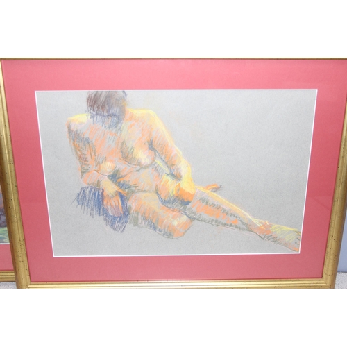 452 - 2 x 20th century pastel studies of nude females on paper, seemingly unsigned, each approx 64cm x 48c... 