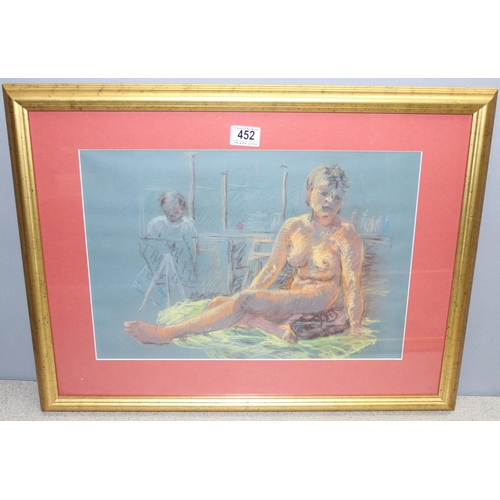 452 - 2 x 20th century pastel studies of nude females on paper, seemingly unsigned, each approx 64cm x 48c... 