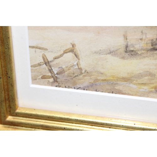 464 - Robert Kilpatrick (Scottish, XX) - Original watercolour in frame of a windmill and sheep, signed bot... 