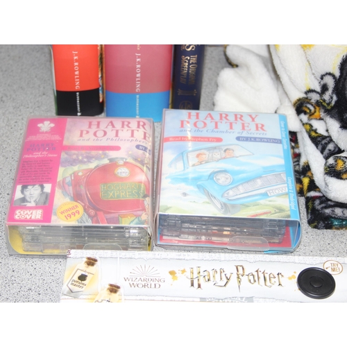 504 - Collection of Harry Potter/ JK Rowling items - 3 books, LED glass bottle lights, 2 sets of audio boo... 