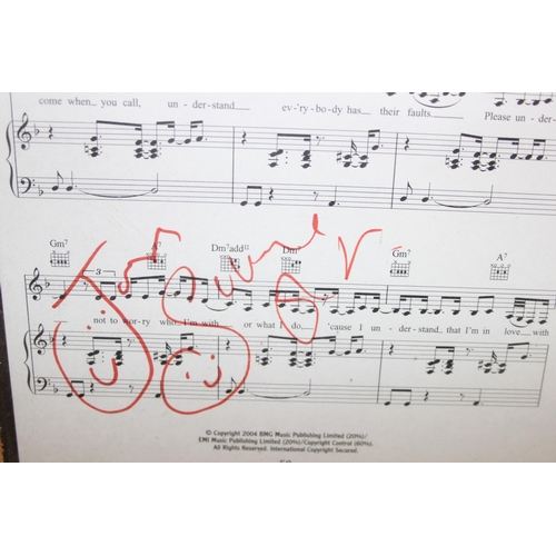 602 - Understand by Joss Stone, page of sheet music with facsimile signature of Joss Stone, approx 40cm x ... 