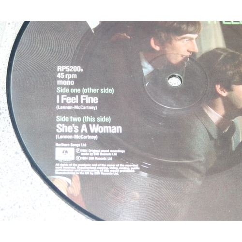 603 - 2 x Beatles 7 inch vinyl record limited edition 20th anniversary picture discs released in 1984 by P... 